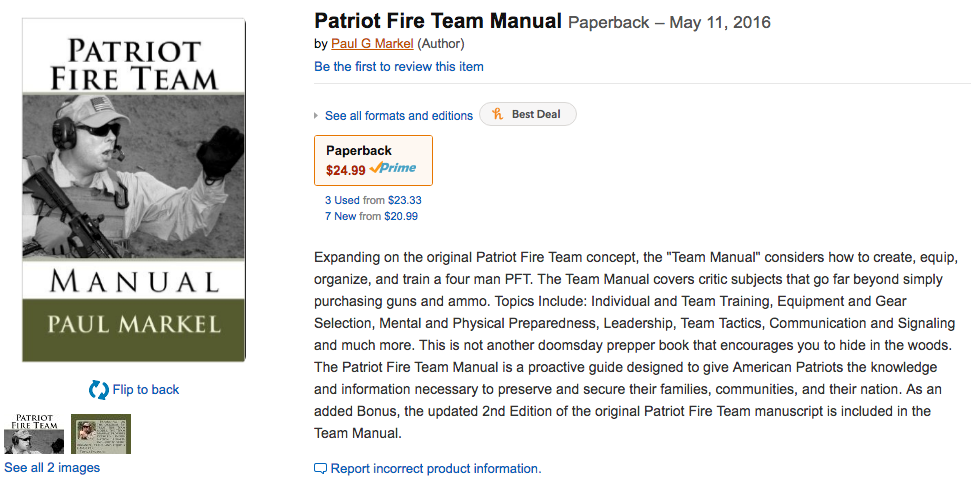 Patriot Fire Team Manual Now Available as Kindle and Amazon Paperback